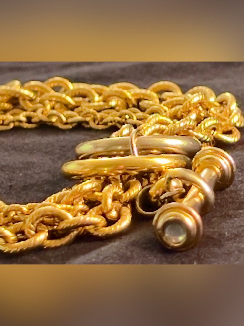 Vintage FRANCESCA Gold Multi-Strand Chunky Toggle Bracelet 8” Collectors